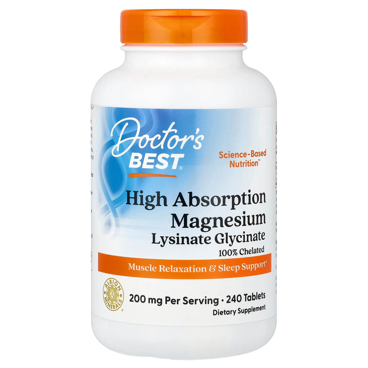 Doctor's Best, High Absorption Magnesium 100% Chelated with Albion Minerals, 100