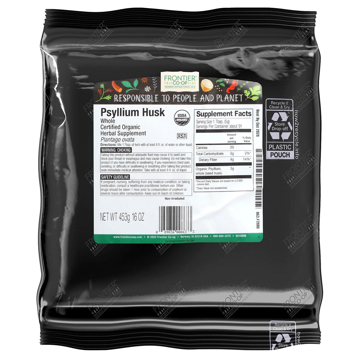 Frontier Co-op Psyllium Husk 453 g 16 oz Its High Mucilage