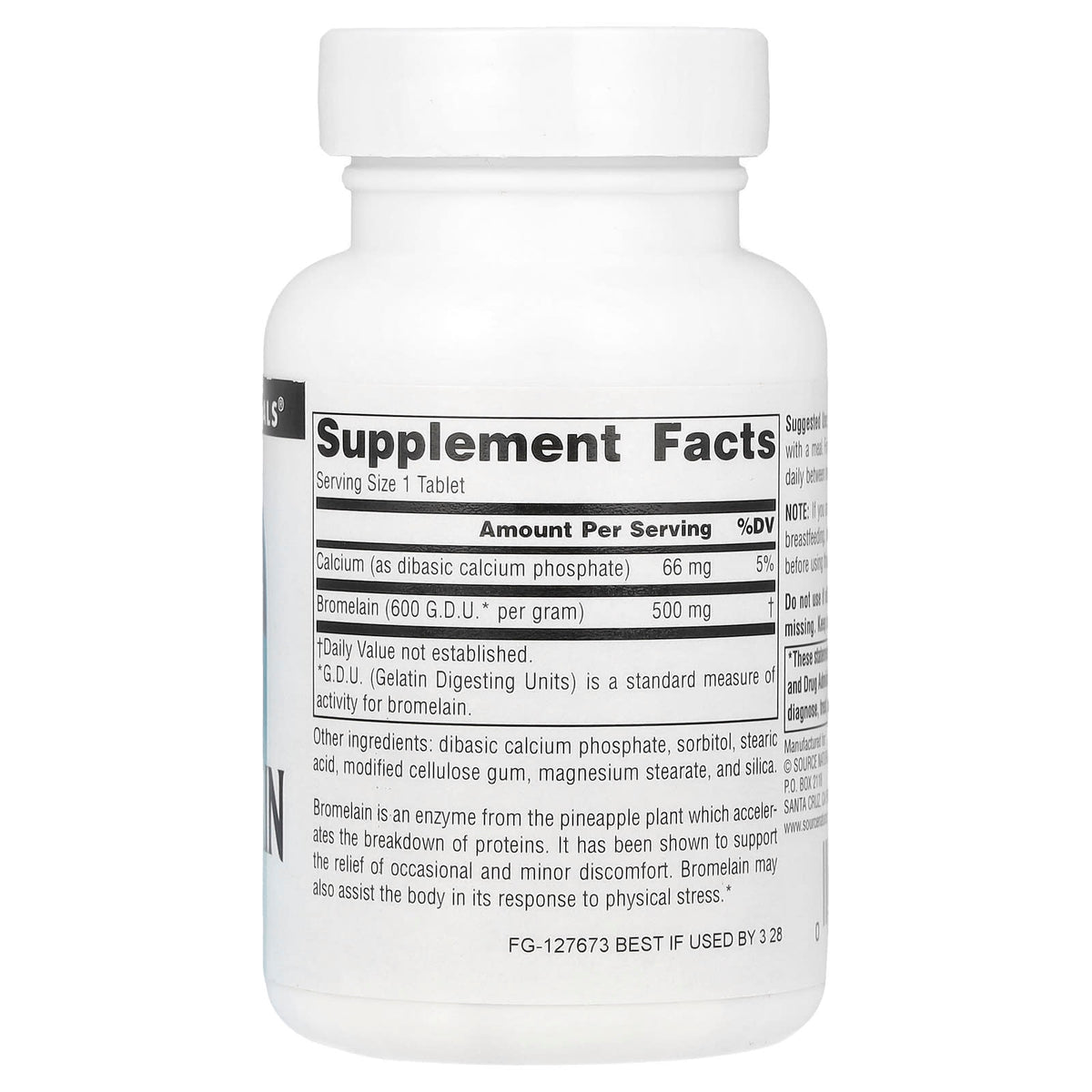 Source Naturals Bromelain 600 GDU/g 60 Tablets