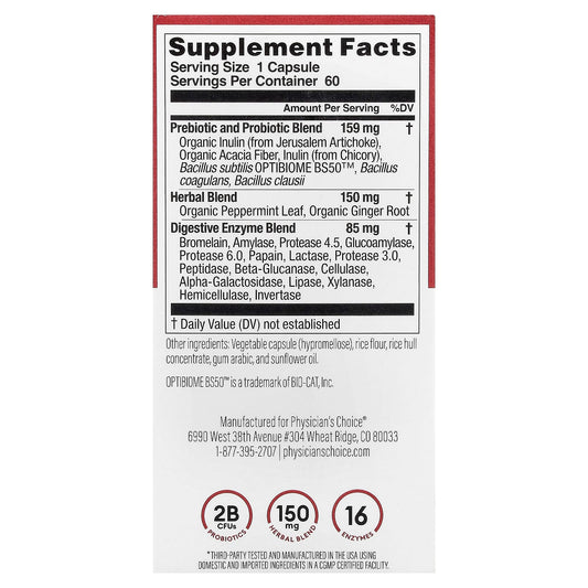 Physician's Choice, Digestive Enzymes With Prebiotic + Probiotics, 60 Capsules