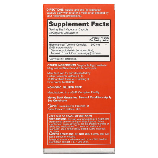 Qunol, Turmeric, 500 mg, 21 Vegetarian Capsules