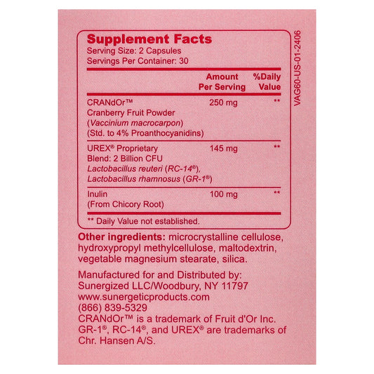 Sunergetic, Vaginal Probiotic, 60 Capsules