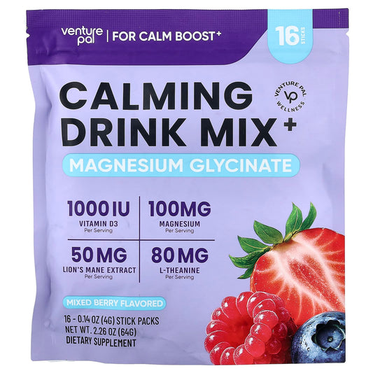 Venture Pal, Calming Drink Mix+, Magnesium Glycinate, Mixed Berry, 16 Stick Packs, 0.14 oz (4 g) Each