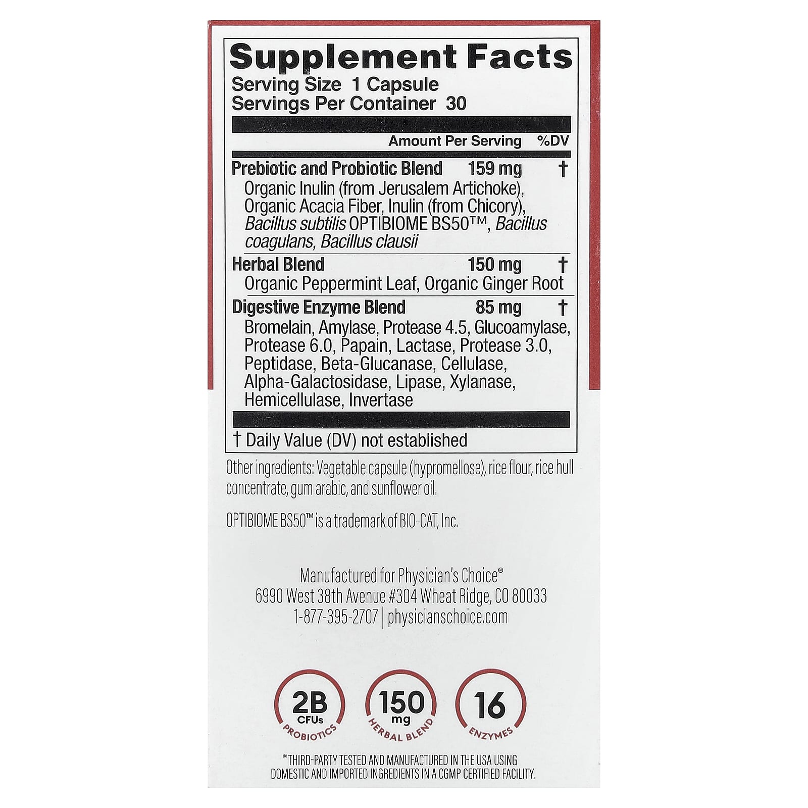 Physician's Choice, Digestive Enzymes With Prebiotic + Probiotics, 30 Capsules