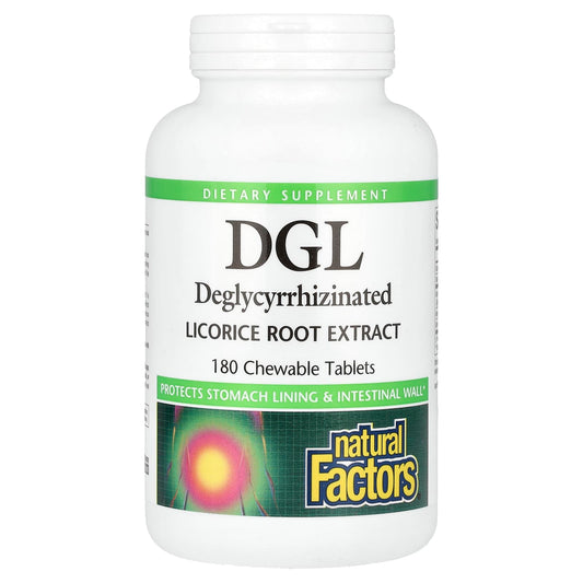Natural Factors, DGL, Deglycyrrhizinated Liquorice Root Extract, 180 Chewable Tablets