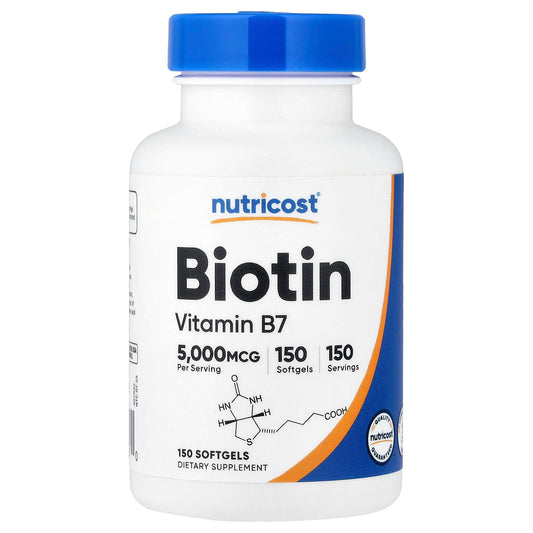Nutricost, Biotin, 5,000 mcg, 150 Softgels