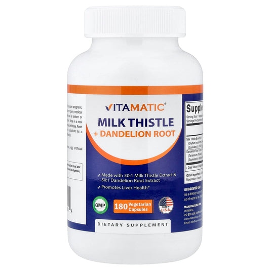 Vitamatic Milk Thistle + Dandelion Root 180 Veg Caps
