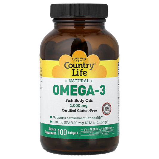 Country Life, Natural Omega-3, 100 capsules