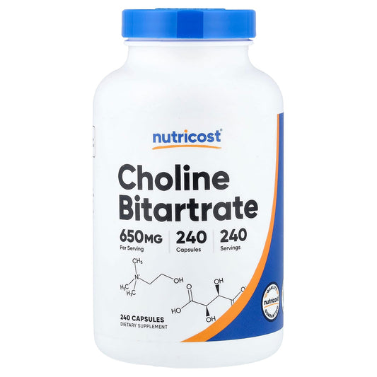 Nutricost, Choline Bitartrate, 650 mg, 240 Capsules