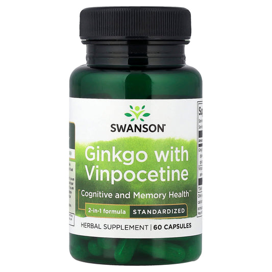 Swanson Vitamins, Ginkgo with Vinpocetine, Standardised, 60 Capsules