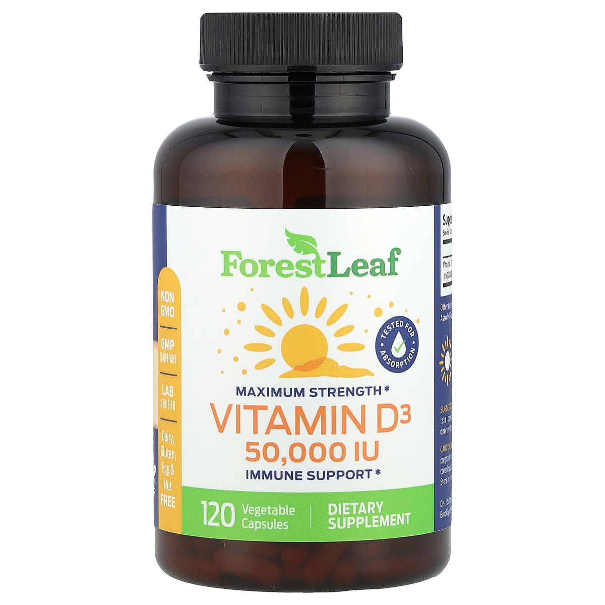 Forest Leaf Vitamin D3 50,000 IU 120 Veg Caps