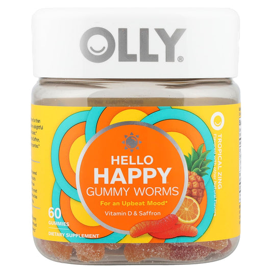 OLLY, Hello Happy, Gummy Worms, Tropical Zing, 60 Gummies