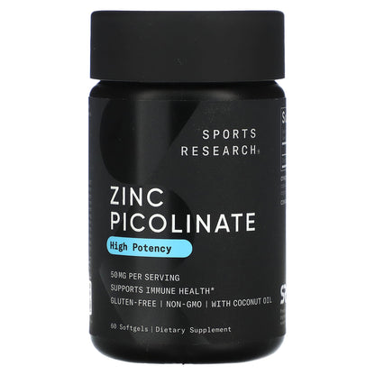 Sports Research Zinc Picolinate 50 mg 60 Softgels