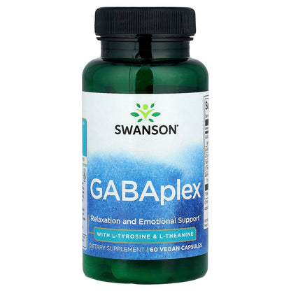 Swanson Vitamins, GABAplex with L-Tyrosine & L-Theanine, 60 Vegan Capsules