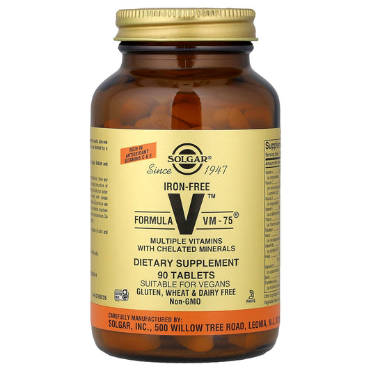 Solgar, Formula V, VM-75, Multiple Vitamins With Chelated Minerals, Iron-Free, 90 Tablets