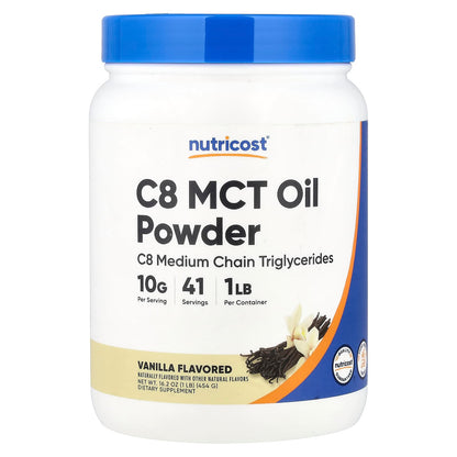 Nutricost, C8 MCT Oil Powder, Vanilla, 1 lb (454 g)