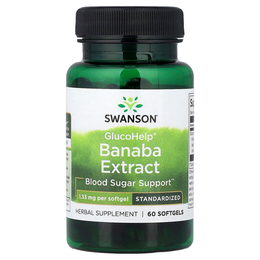 Swanson Vitamins, GlucoHelp®, Banaba Extract, Standardised, 1.33 mg, 60 Softgels
