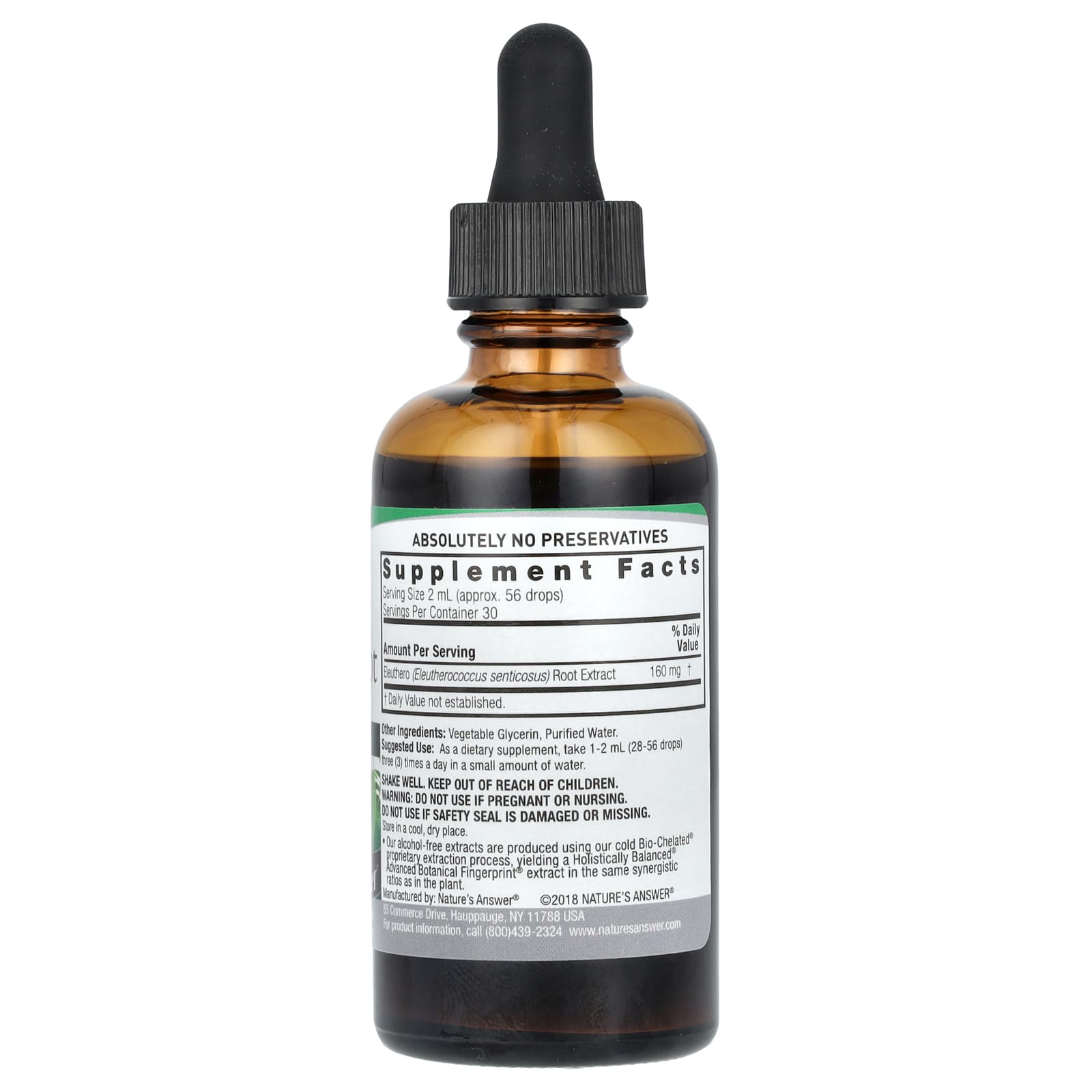 Nature's Answer, Eleuthero Root Extract, Alcohol-Free, 160 mg, 2 fl oz (60 ml)