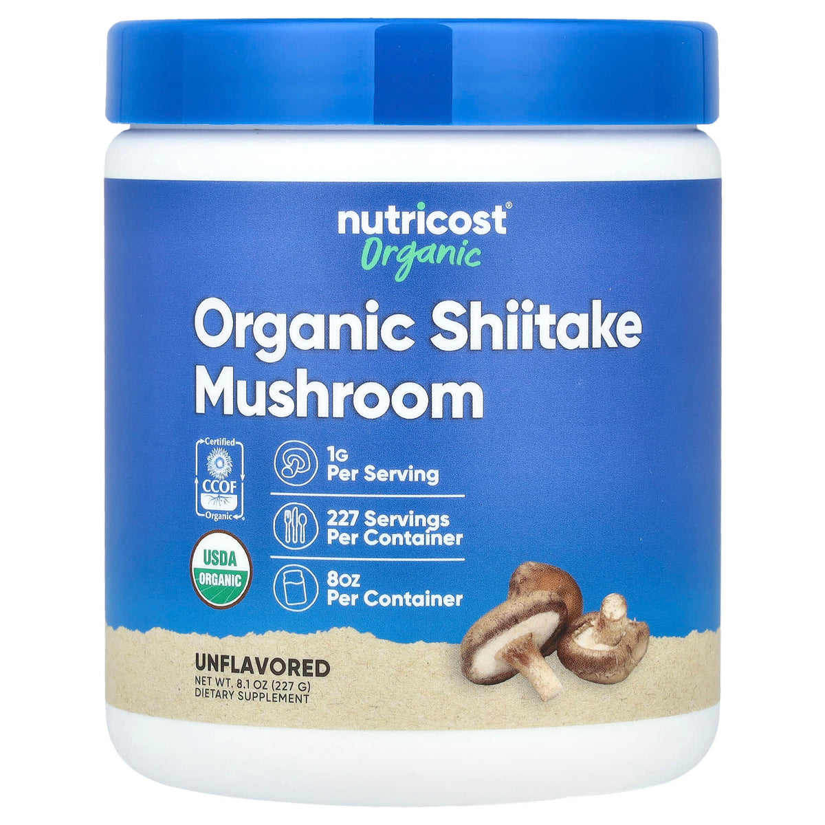 Nutricost, Organic Shiitake Mushroom Powder, Unflavoured, 8 oz (227 g)
