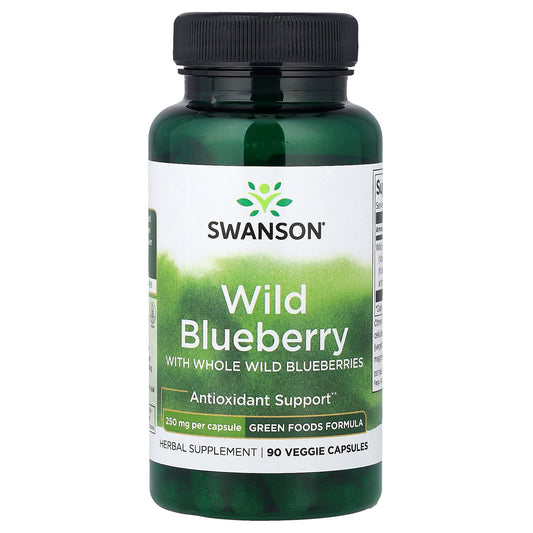 Swanson Vitamins, Wild Blueberry with Whole Wild Blueberries, 250 mg, 90 Veggie Capsules