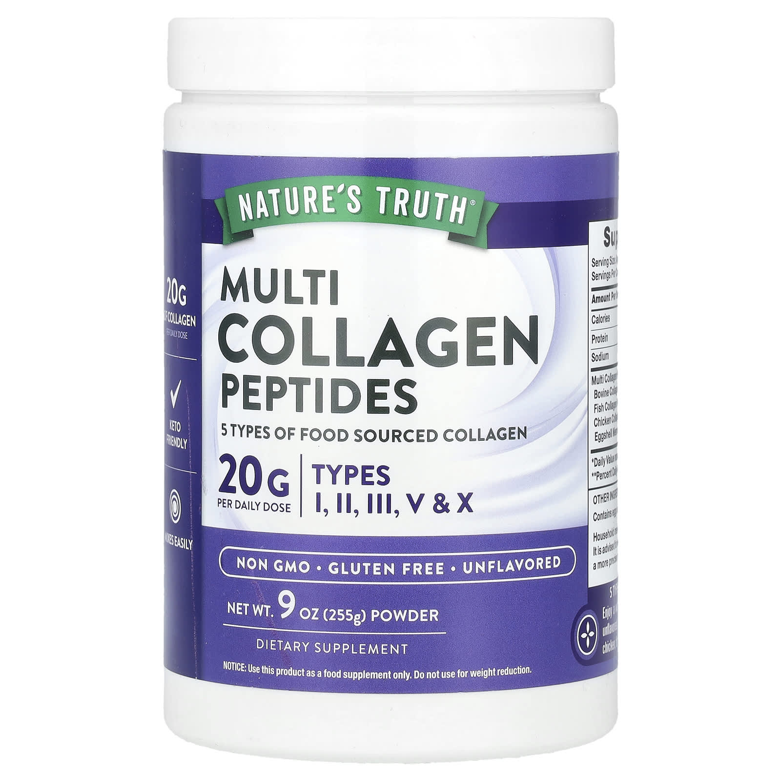 Nature's Truth, Multi Collagen Peptides Powder, Unflavoured, 9 oz (255 g)