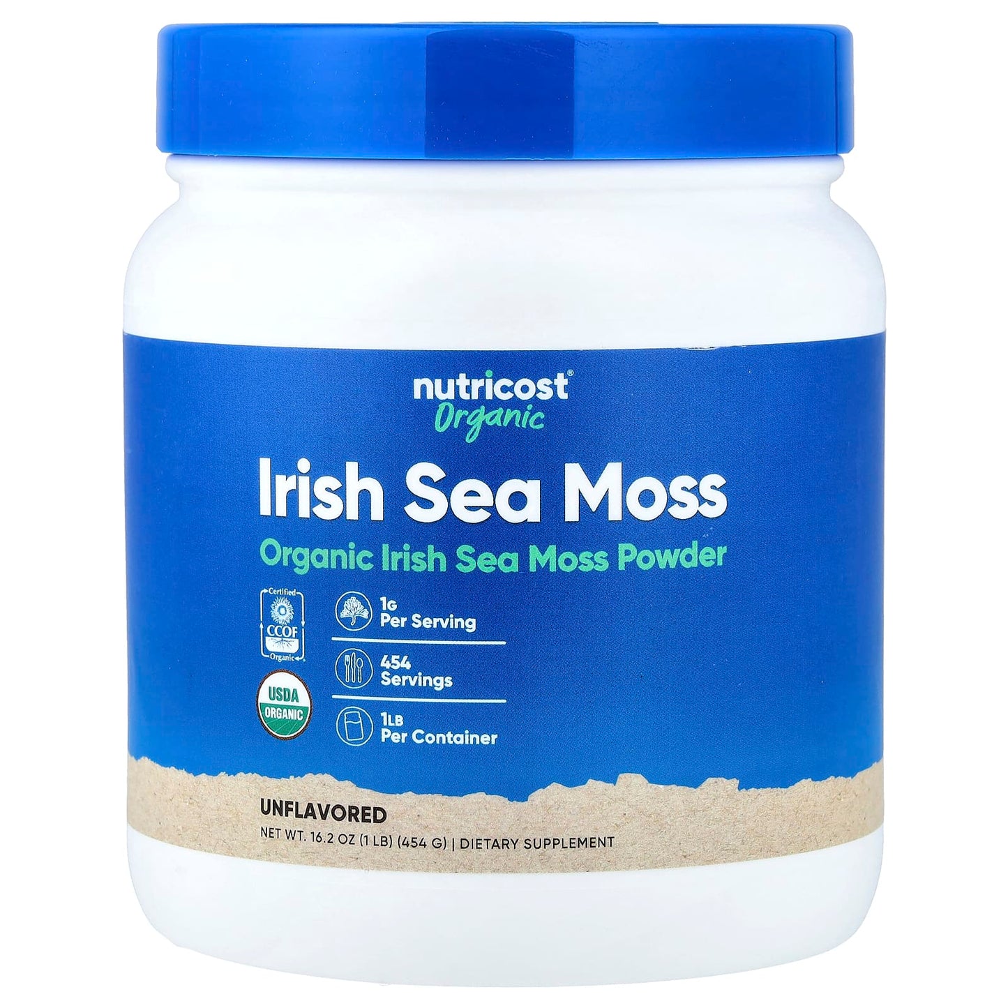 Nutricost, Organic Irish Sea Moss Powder, Unflavoured, 454 g (16 oz)