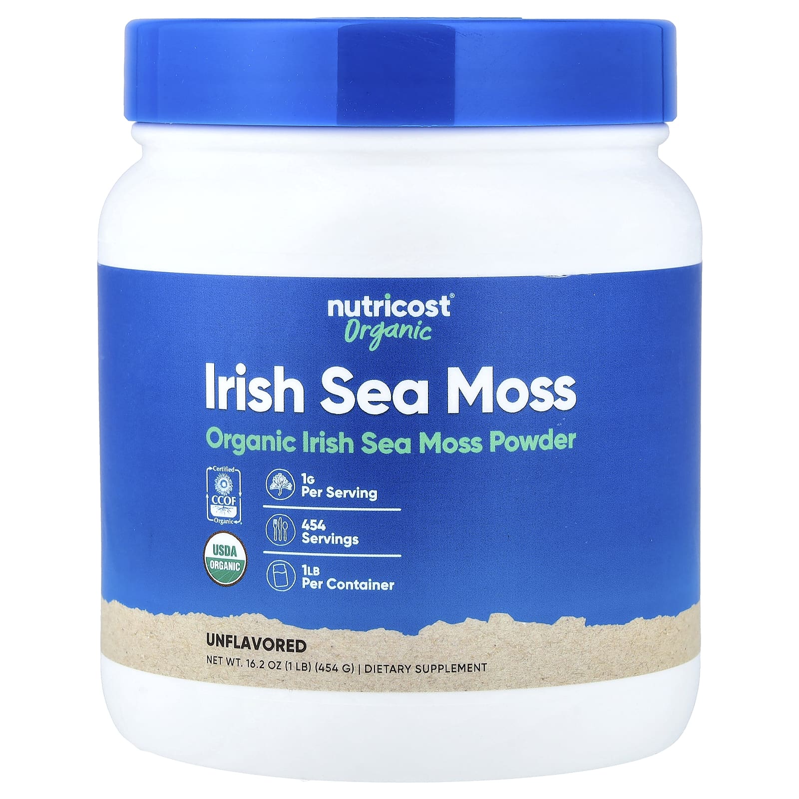 Nutricost, Organic Irish Sea Moss Powder, Unflavoured, 454 g (16 oz)