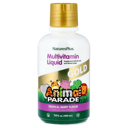 NaturesPlus, Animal Parade® Gold, Multivitamin Liquid, Tropical Berry, 16 fl oz (480 ml)