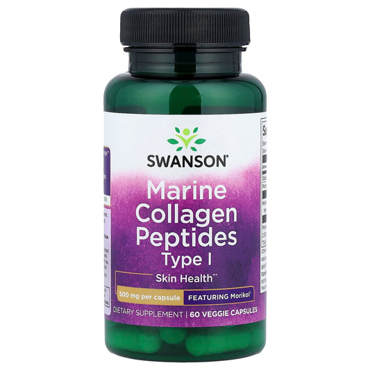 Swanson Vitamins, Marine Collagen Peptides Type 1, 500 mg, 60 Veg Capsules