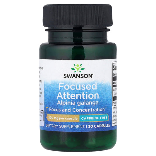 Swanson Vitamins, Focused Attention Alpinia Galanga, Caffeine Free, 300 mg, 30 Capsules