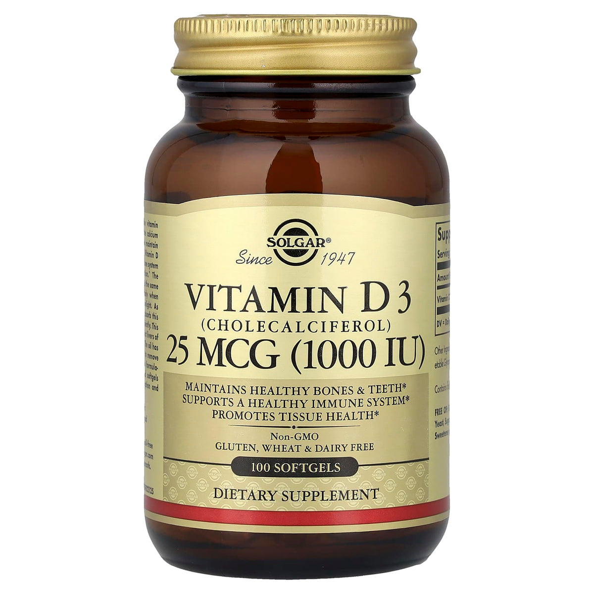 Solgar Vitamin D3 25 mcg 100 Softgels