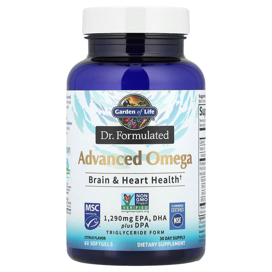 Garden of Life, Dr Formulated, Advanced Omega, Citrus, 60 Softgels (645 mg per Softgel)
