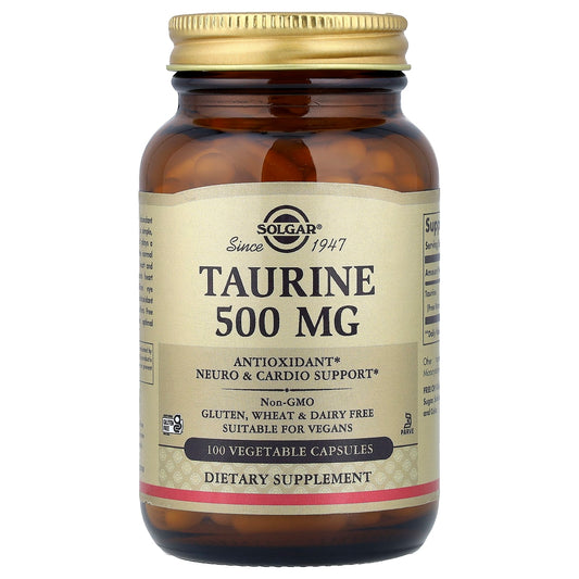 Solgar Taurine 500 mg 100 Vegetable Capsules