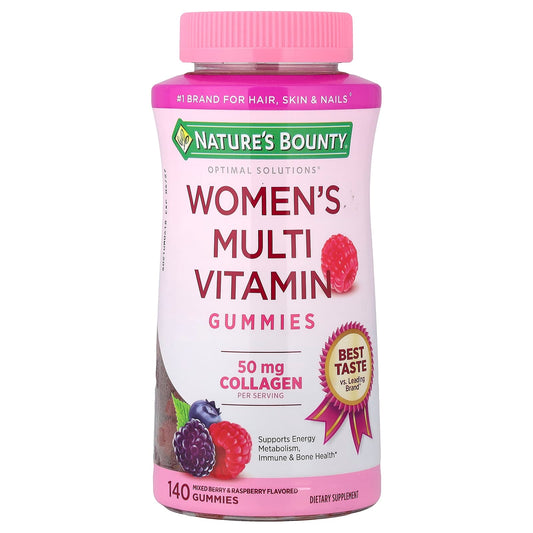 Nature's Bounty, Optimal Solutions®, Women's Multivitamin Gummies, Mixed Berry & Raspberry, 140 Gummies