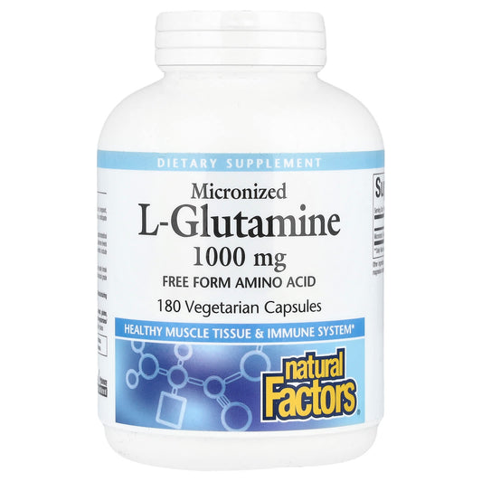 Natural Factors, Micronised L-Glutamine, 1,000 mg, 180 Vegetarian Capsules