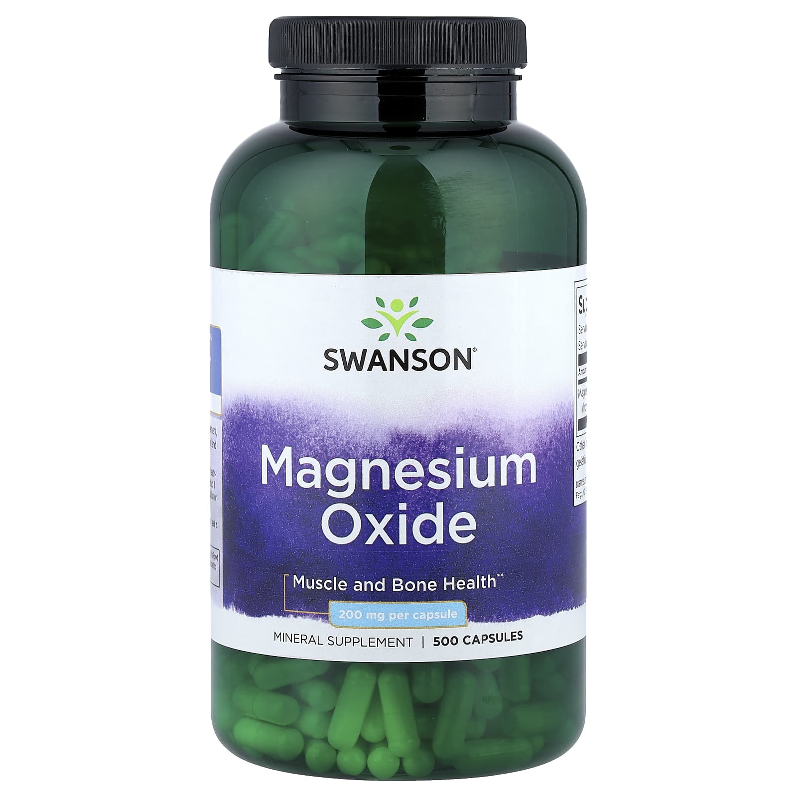 Swanson Vitamins, Magnesium Oxide, 200 mg, 500 Capsules