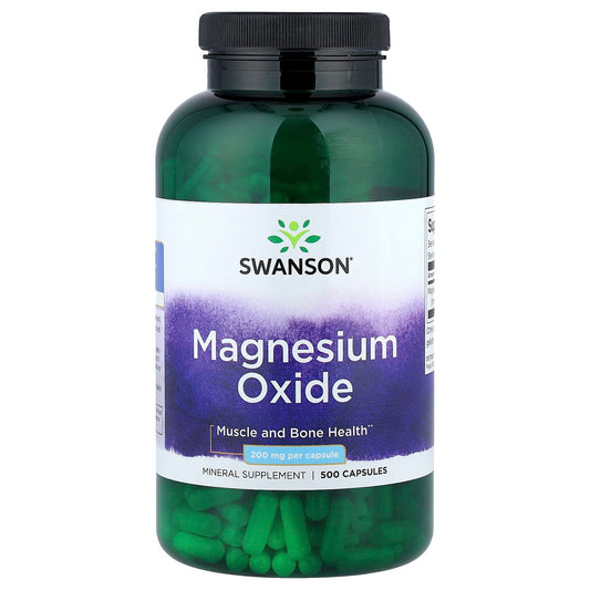 Swanson Vitamins, Magnesium Oxide, 200 mg, 500 Capsules