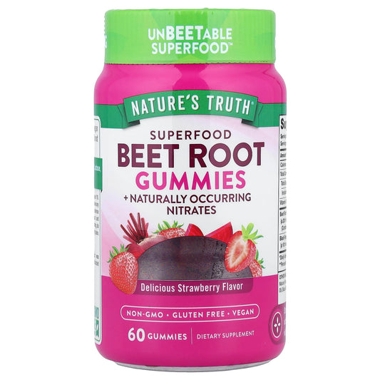 Nature's Truth, Superfood Beetroot Gummies, Delicious Strawberry, 60 Gummies