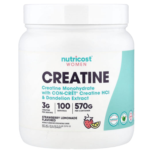 Nutricost, Women, Creatine, Strawberry Lemonade, 1.3 lb (570 g)