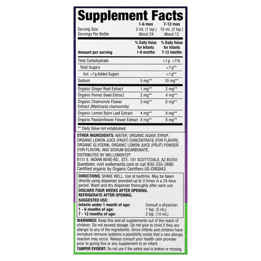 Wellements, Organic Nighttime Gripe Water, 1 Month+, 4 fl oz (118 ml)