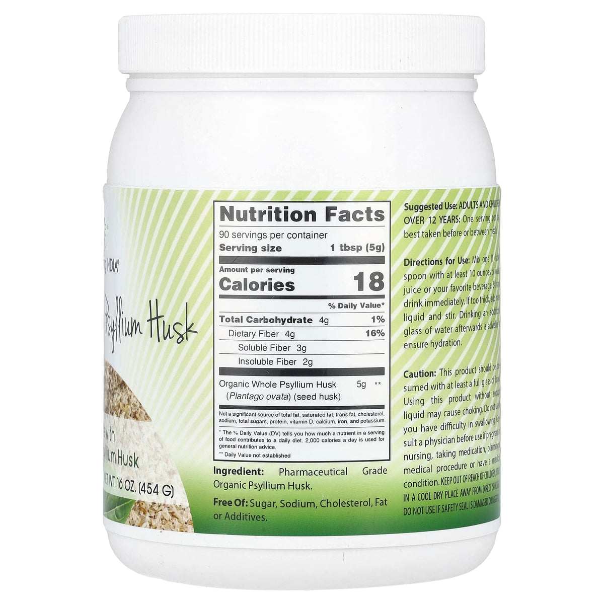 Amazing India Organic Whole Psyllium Husk 16 oz 454 g