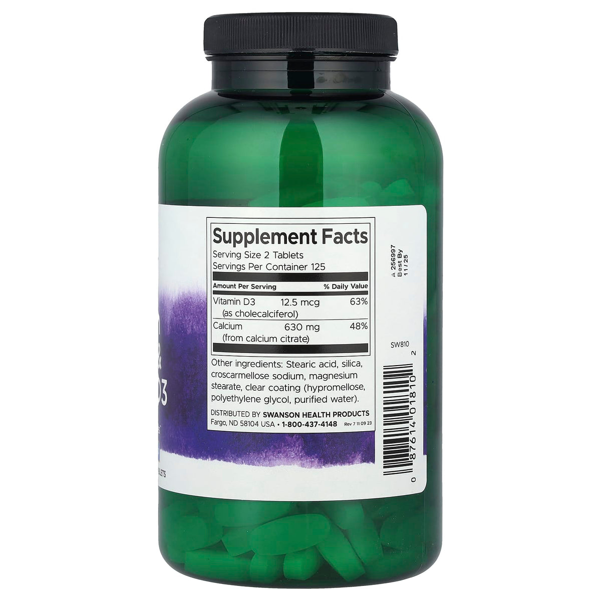 Swanson Calcium Citrate & Vitamin D3 250 Tabs