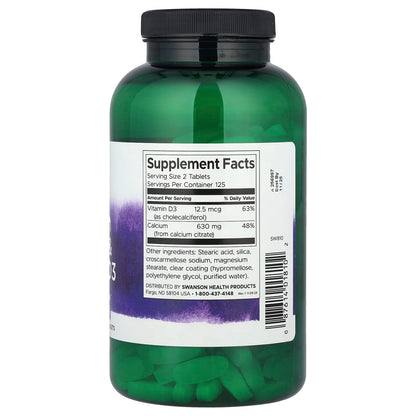 Swanson Calcium Citrate & Vitamin D3 250 Tabs