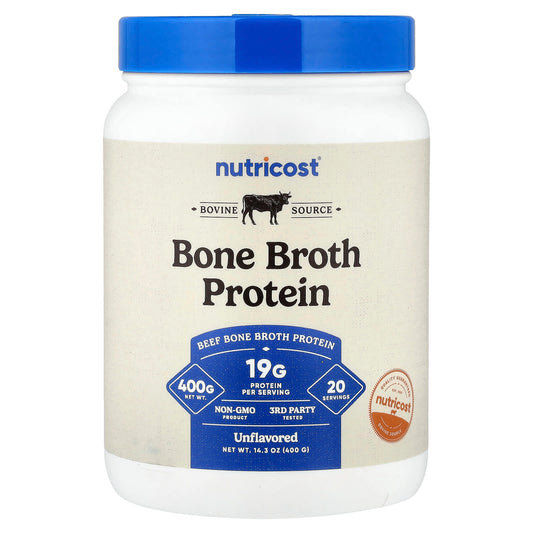 Nutricost, Bone Broth Protein, Unflavoured, 14.3 oz (400 g)