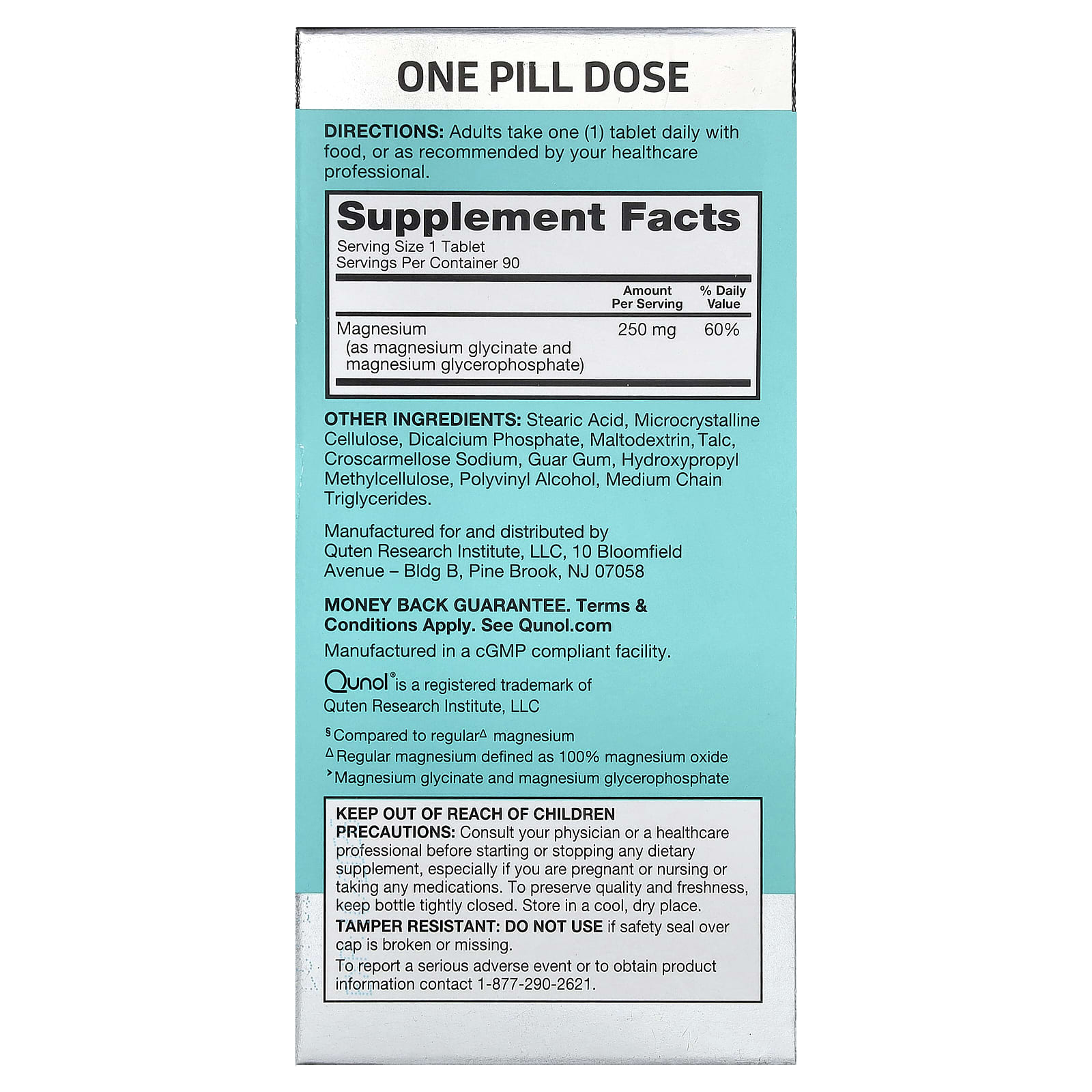 Qunol, Ultra Magnesium Glycinate Complex, 250 mg, 90 Coated Tablets