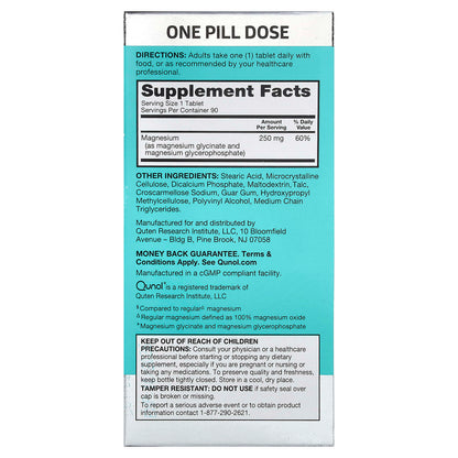 Qunol, Ultra Magnesium Glycinate Complex, 250 mg, 90 Coated Tablets