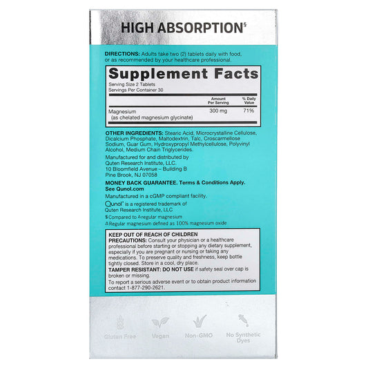 Qunol, Magnesium Glycinate, 60 Coated Tablets (150 mg per Tablet)