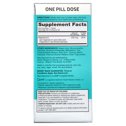 Qunol, Ultra Magnesium, 250 mg, 30 Coated Tablets