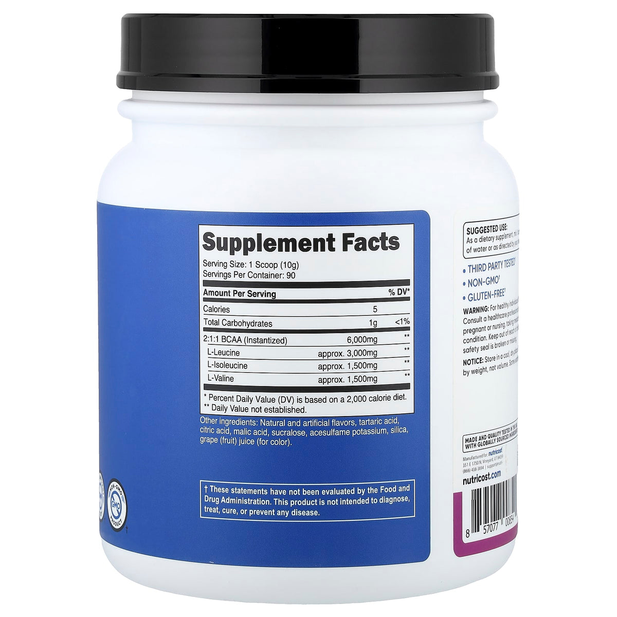 Nutricost, Performance, BCAA, Grape, 2 lb (900 g)