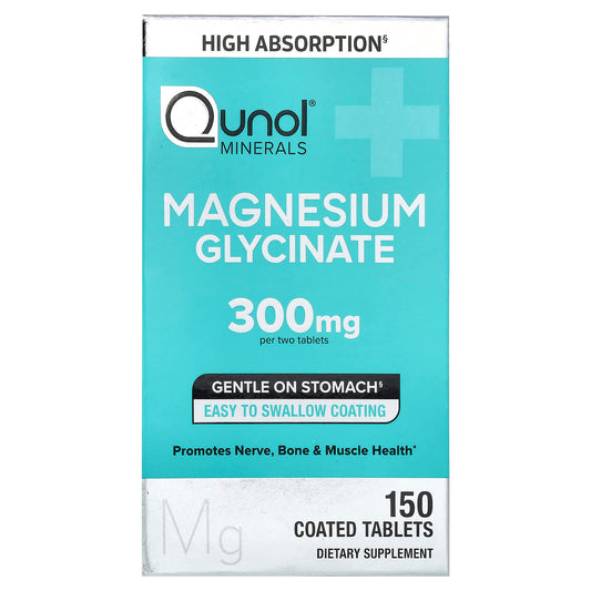 Qunol, Magnesium Glycinate, 150 Coated Tablets (150 mg per Tablet)